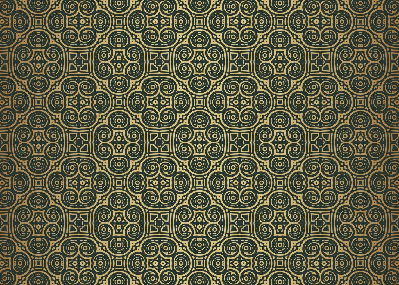 seamless gold art pattern design on dark green background vector