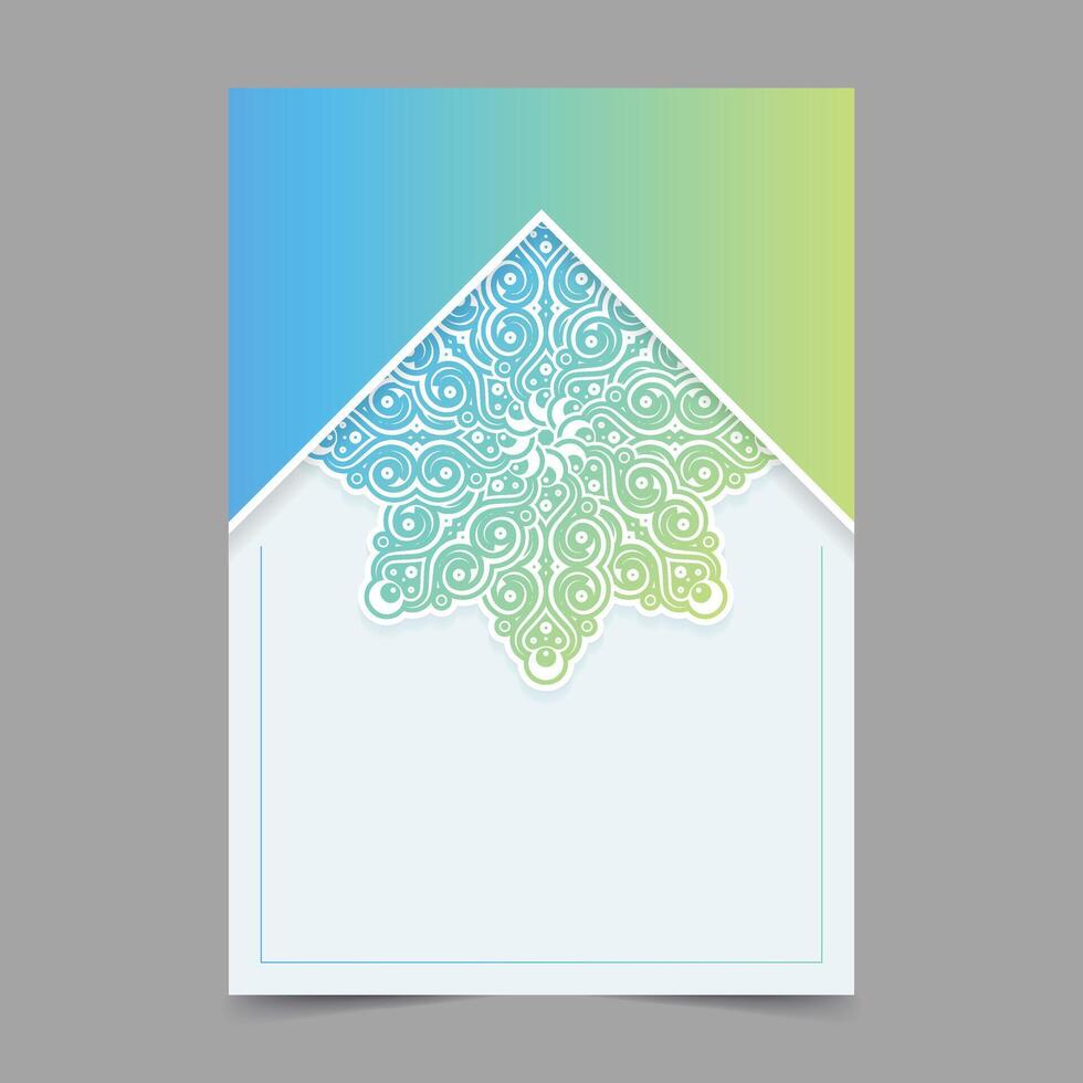 Elegant Decorative Mandala Pattern Design on Gradient Blue Green Background. vector