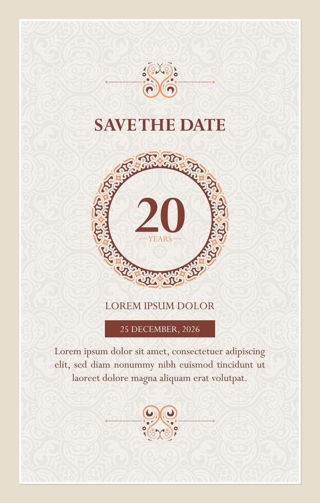 Elegant Anniversary Invitation Card Design with Ornament vector