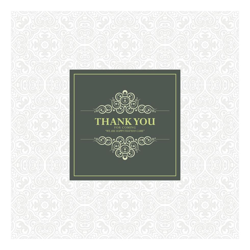 elegant thank you card design with a decorative pattern background vector