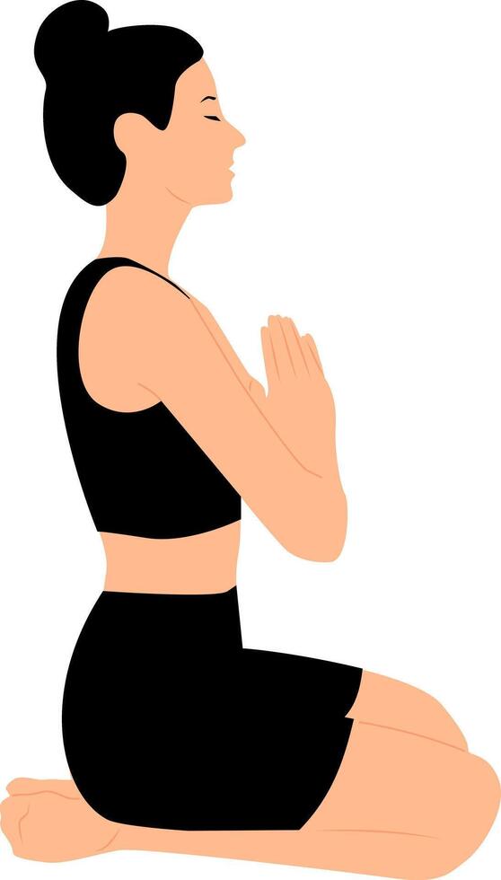 Woman in a yoga pose. Meditation. Mental health. vector