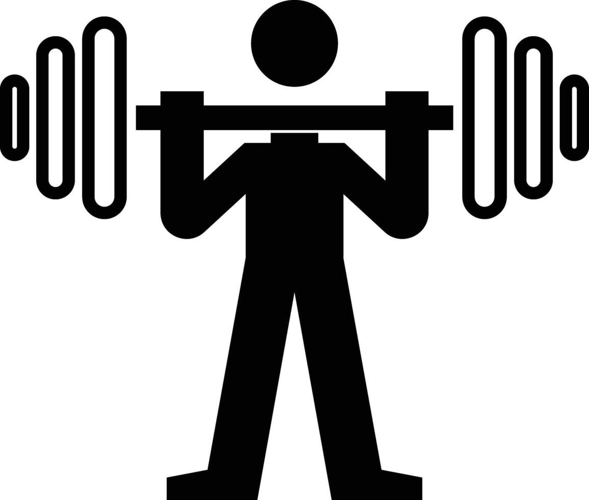 Simple Black and White Icon of a Person Lifting Weights vector