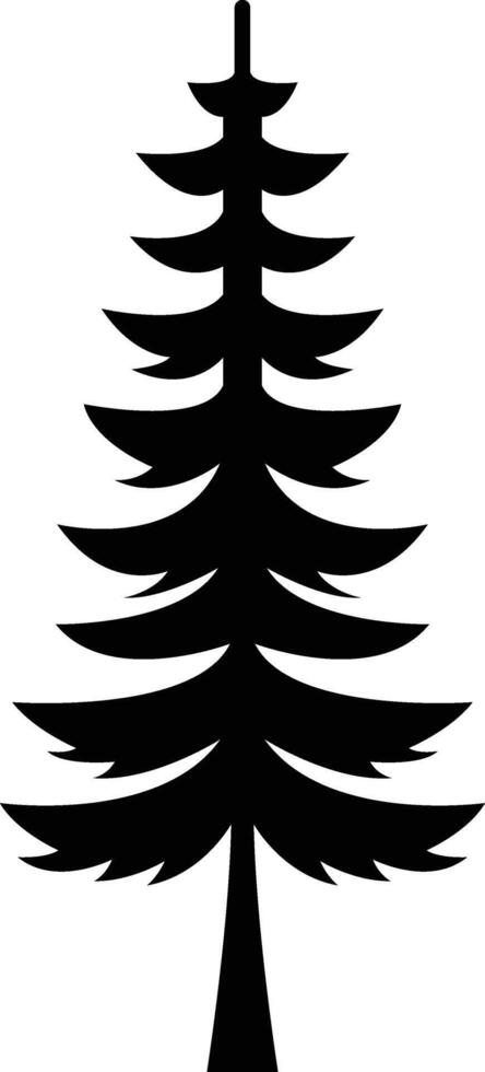 Simple black silhouette of a coniferous evergreen Christmas tree vector