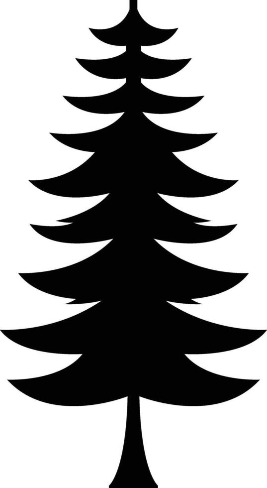 A minimalist black silhouette of a coniferous evergreen tree vector