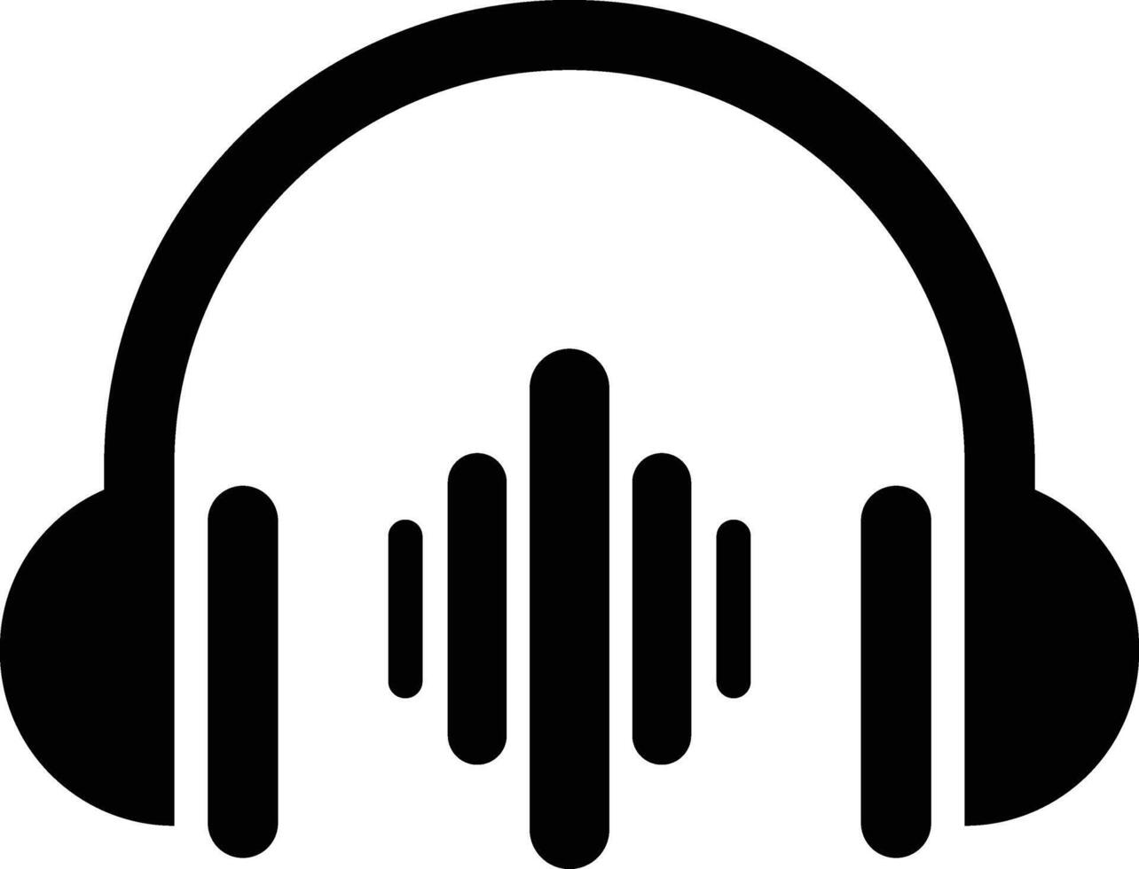 Simple Headphones Icon with Audio Waves vector