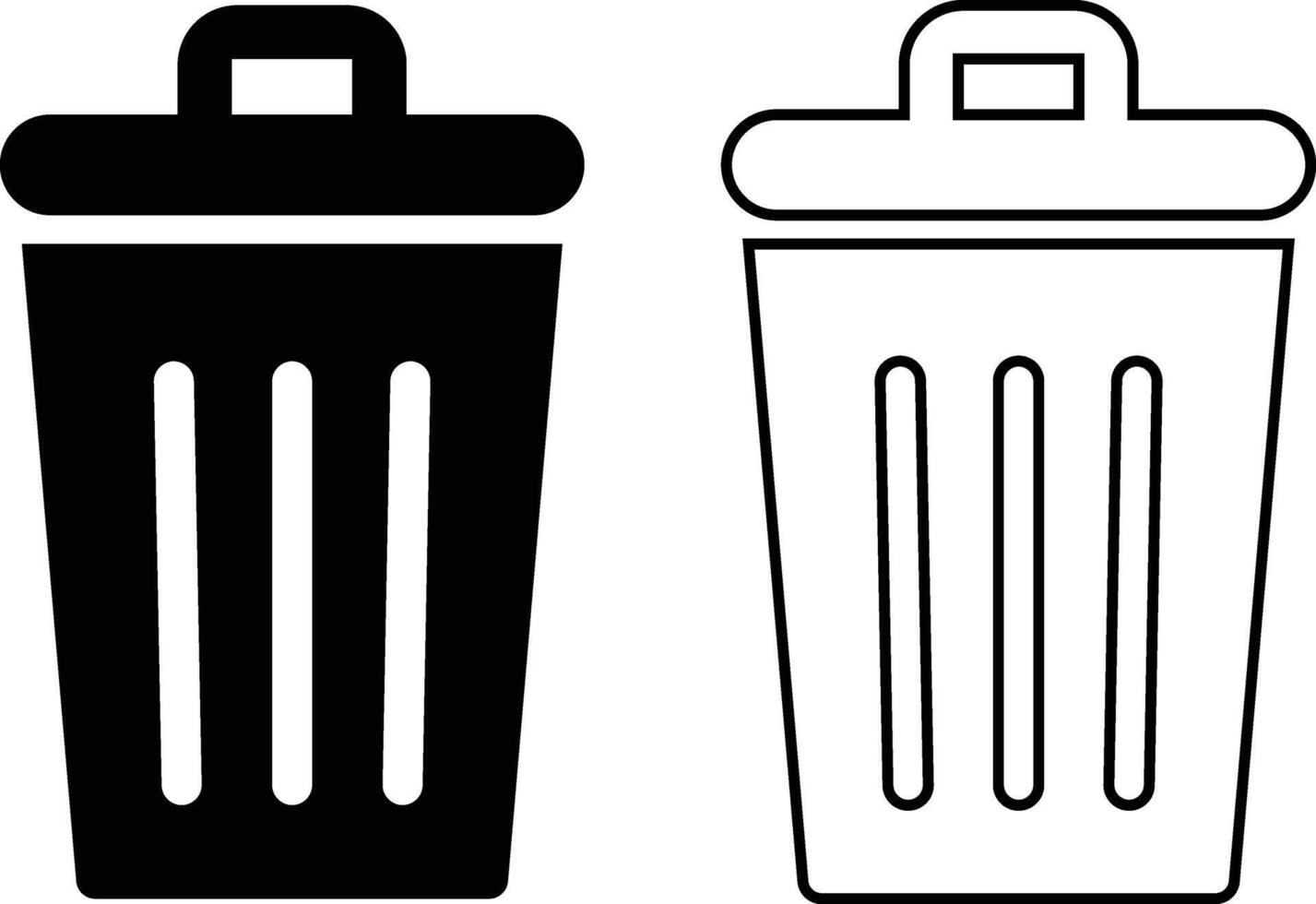 Two simple trash can icons are shown side by side vector