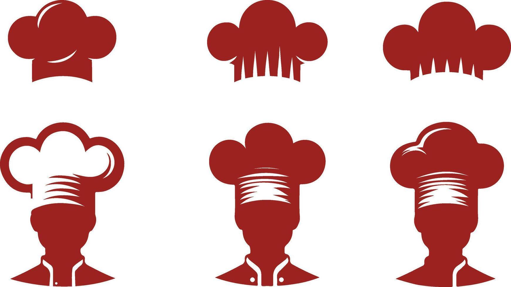 Set of Chef Hat and Silhouette Icons in Vintage Style vector