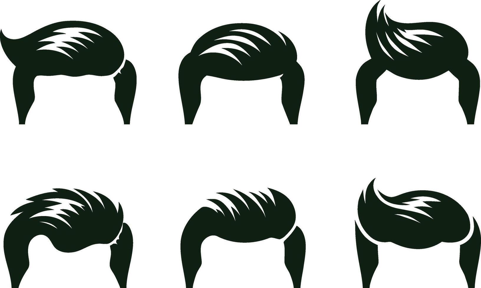 A collection of various men's hairstyle silhouettes, perfect for use in hair salons, barbershops, or fashion-related publications vector
