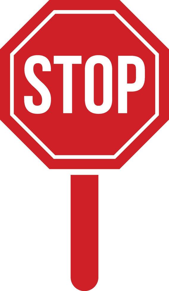 Red octagonal stop sign on a stick vector