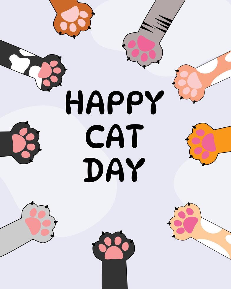 Cat paw border, cheerful animal holiday card, modern and playful, perfect for social media and decor vector
