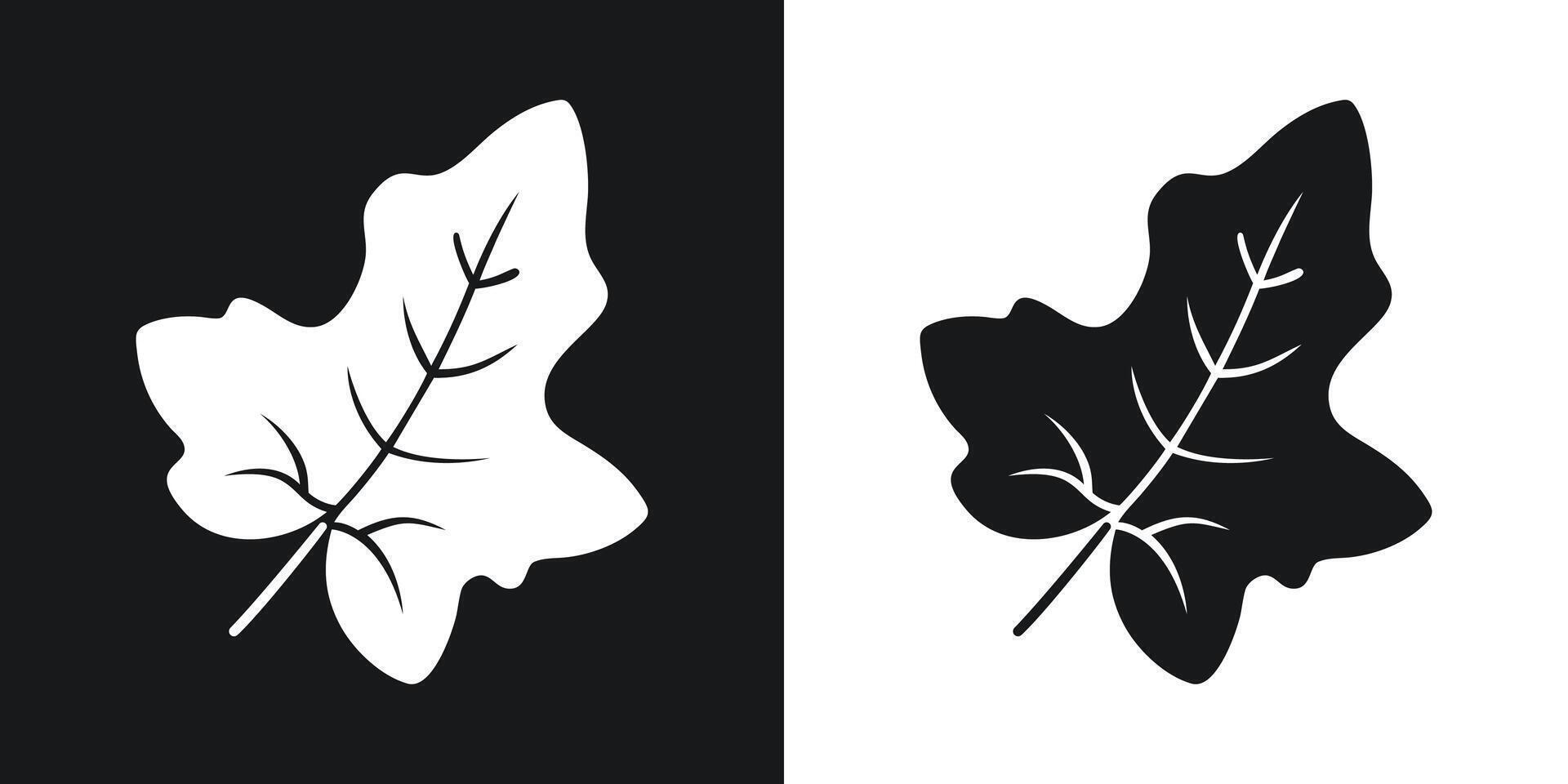 Stylized leaf graphic in two contrasting color schemes for decorative and design applications vector