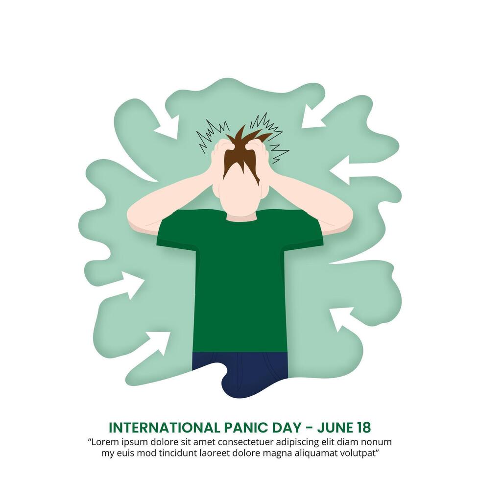 International Panic Day design with a cutting paper style of a panicked person vector