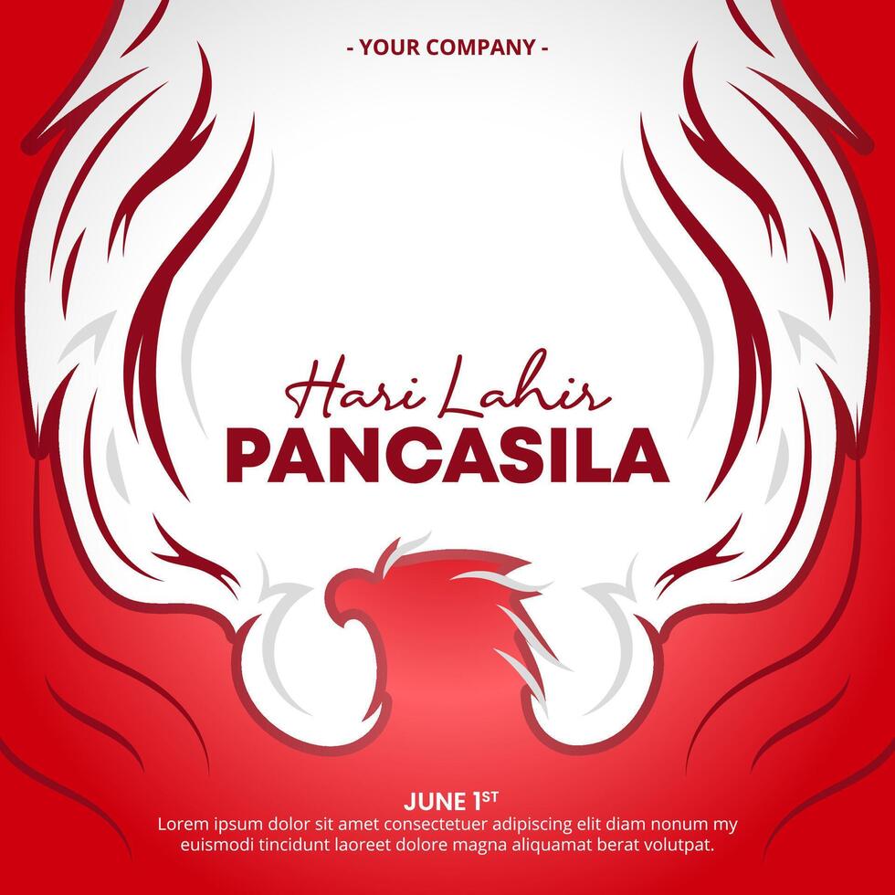 Hari Lahir Pancasila or Pancasila birthday design with Garuda illustration vector