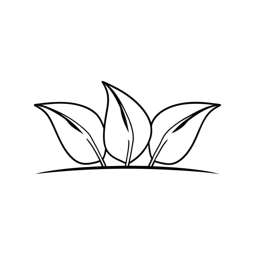 Simple Line Art of Three Leaves vector