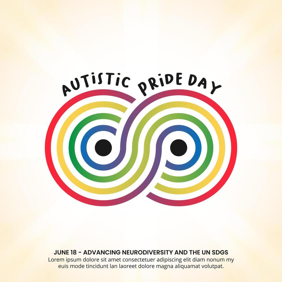 Autistic Pride Day design with a unique rainbow infinity vector