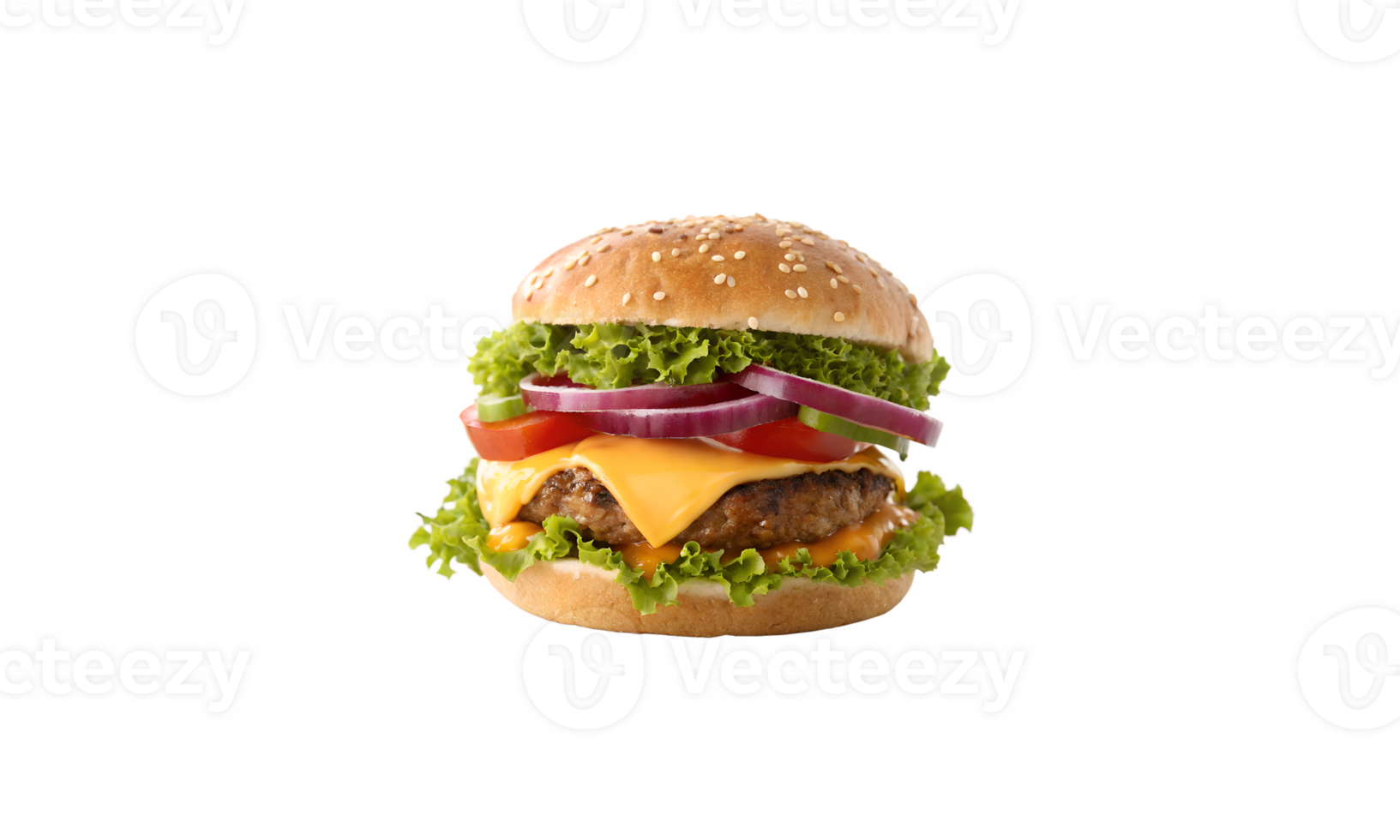 Delicious Cheeseburger with Fresh Ingredients png