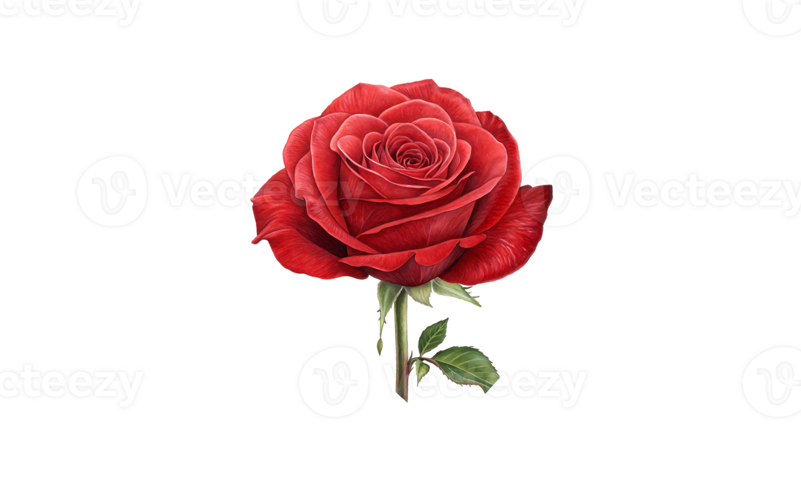 A close-up of a beautiful, realistic red rose in full bloom png