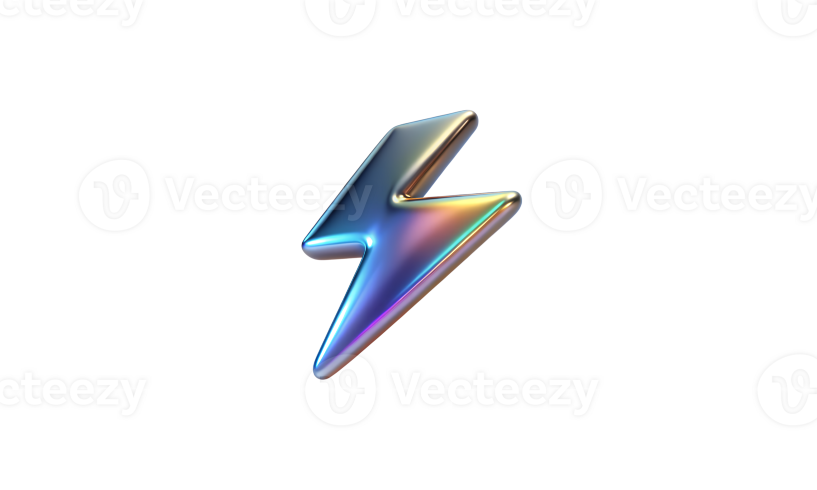 Shiny 3D Iridescent Lightning Bolt Icon png