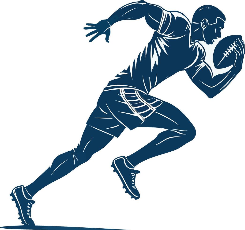 Dynamic silhouette of a rugby player in motion vector