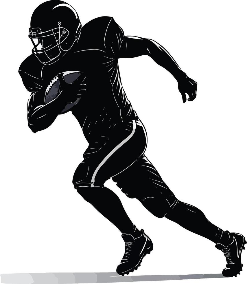 American football player running with the ball silhouette vector