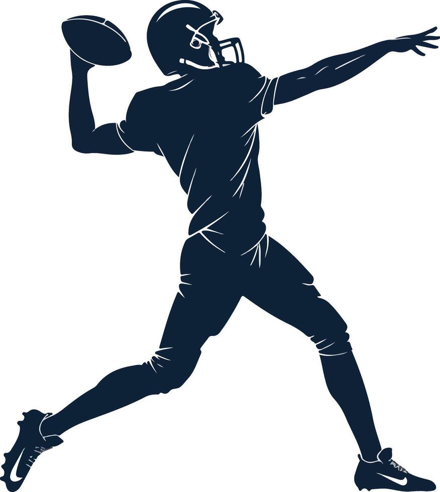 American football player silhouette throwing a pass vector