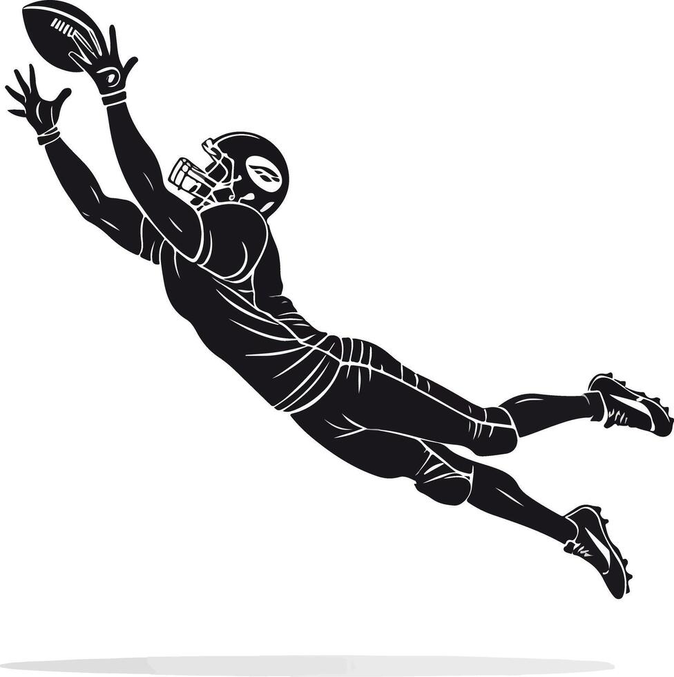 American football player making a diving catch vector