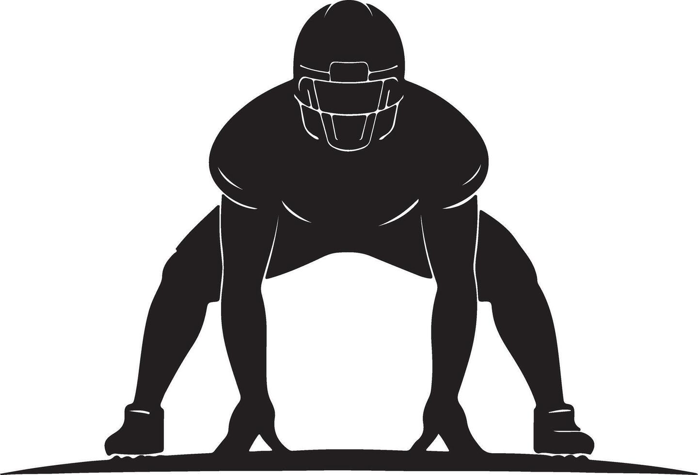 American football player in three point stance silhouette vector