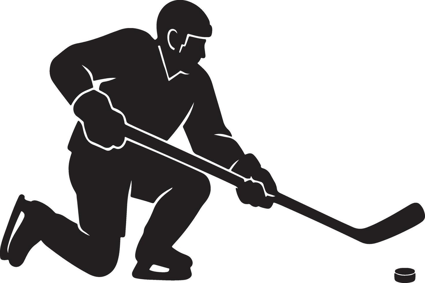 Hockey player silhouette action shot vector