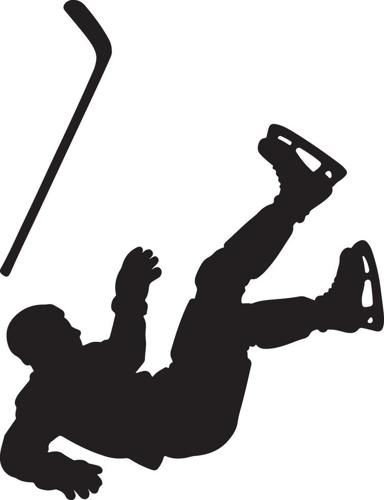 Silhouette of a falling ice hockey player vector