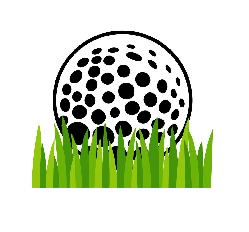 Golf Ball on Grass Illustration. Simple Golf Icon. Minimalist Design of a Single Golf Ball. Isolated Illustration. vector