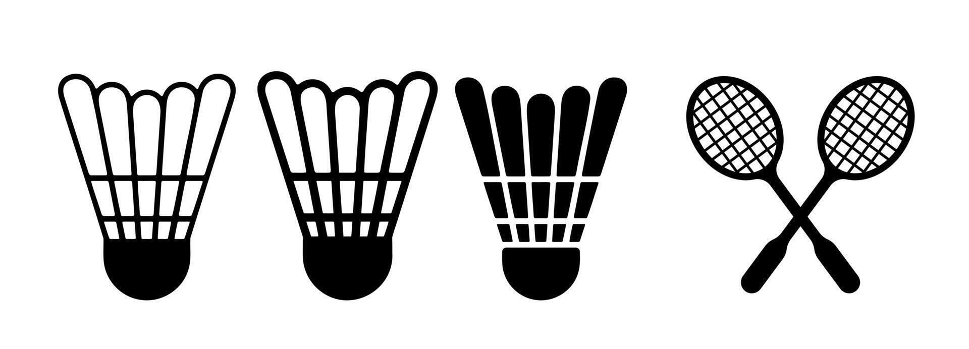 Badminton Shuttlecocks and Racquet Illustration. Simple Badminton Icon Set. Minimalist Design of Badminton Equipment. Isolated Illustration. vector