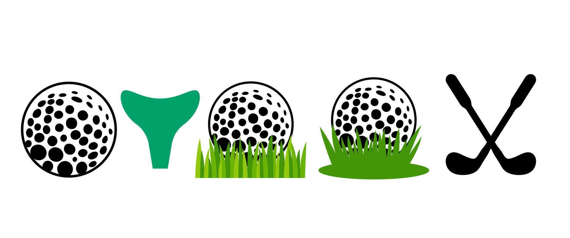 Golf Balls and Clubs Illustration. Simple Golf Icon Set. Minimalist Design of Golfing Equipment. Isolated Illustration. vector
