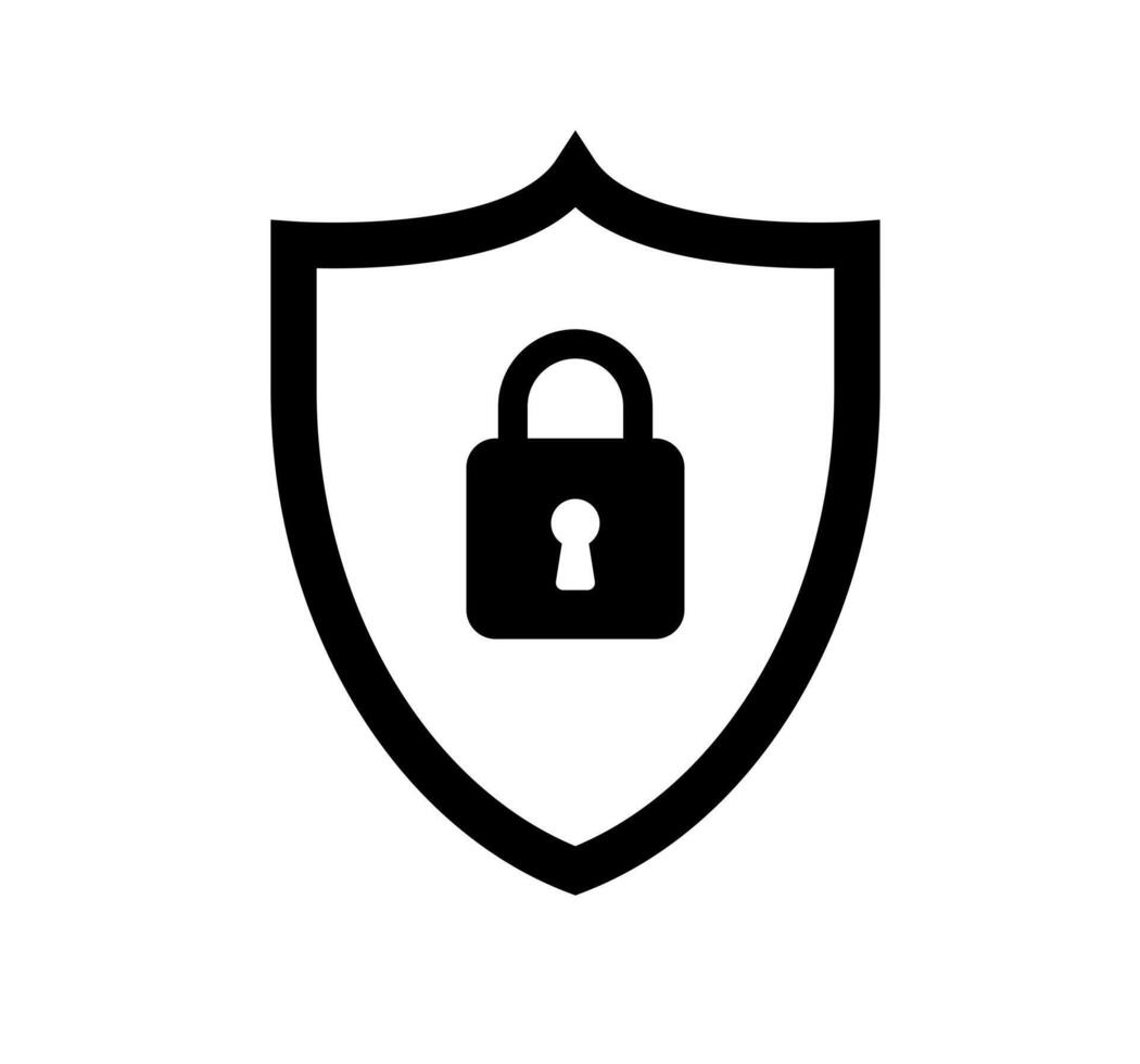 Shield with Padlock Illustration. Simple Security Icon. Minimalist Design for Protection. Isolated Illustration. vector