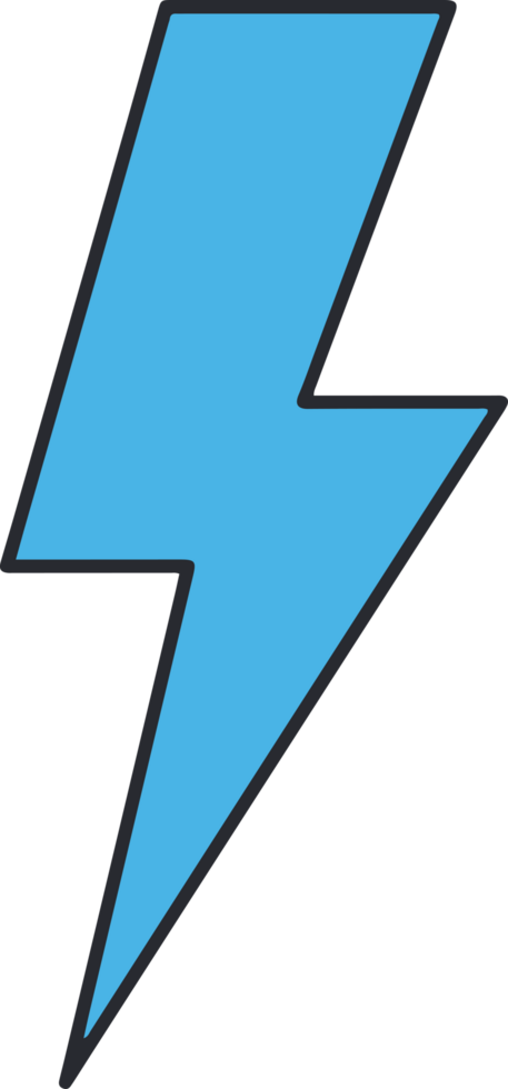 Flat Illustration of a Lightning Bolt Icon Representing Power, Energy, and Electricity in Simple Silhouette Style png