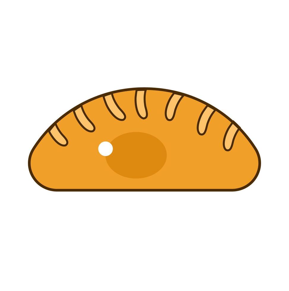 Whole loaf of bread icon. A beige graphic symbolizing baked goods, bakery products, fresh food, and carbohydrate staples. vector