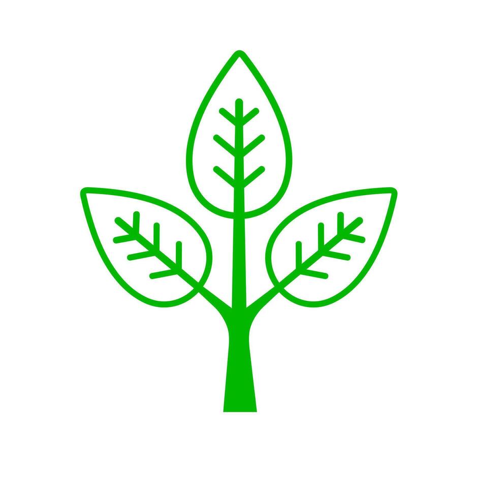 Stylized leafy plant icon. A green graphic symbolizing nature, environment, and organic growth. vector