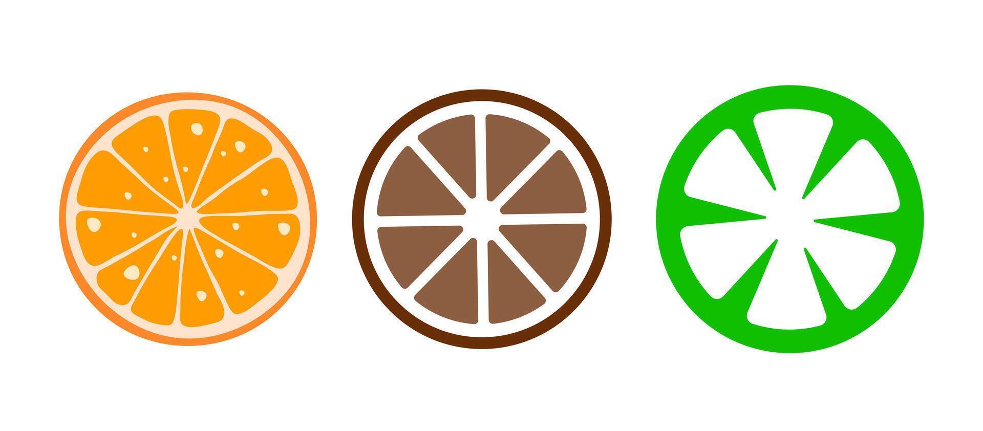 Assorted citrus fruit slices icon A colorful graphic symbolizing refreshing fruit, healthy food, and tangy flavors. vector