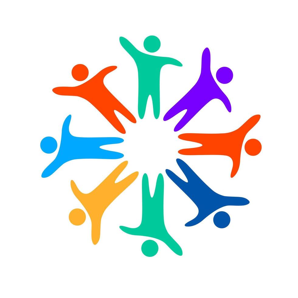Diverse hands border design. A horizontal row of vibrant, multi-colored hands with flat, abstract forms, creating a decorative and inclusive graphic pattern. vector