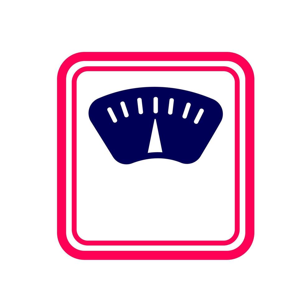 Weight scale illustration. A minimalist pink-bordered graphic symbolizing health, fitness, measurement, personal wellness, and body progress tracking. vector