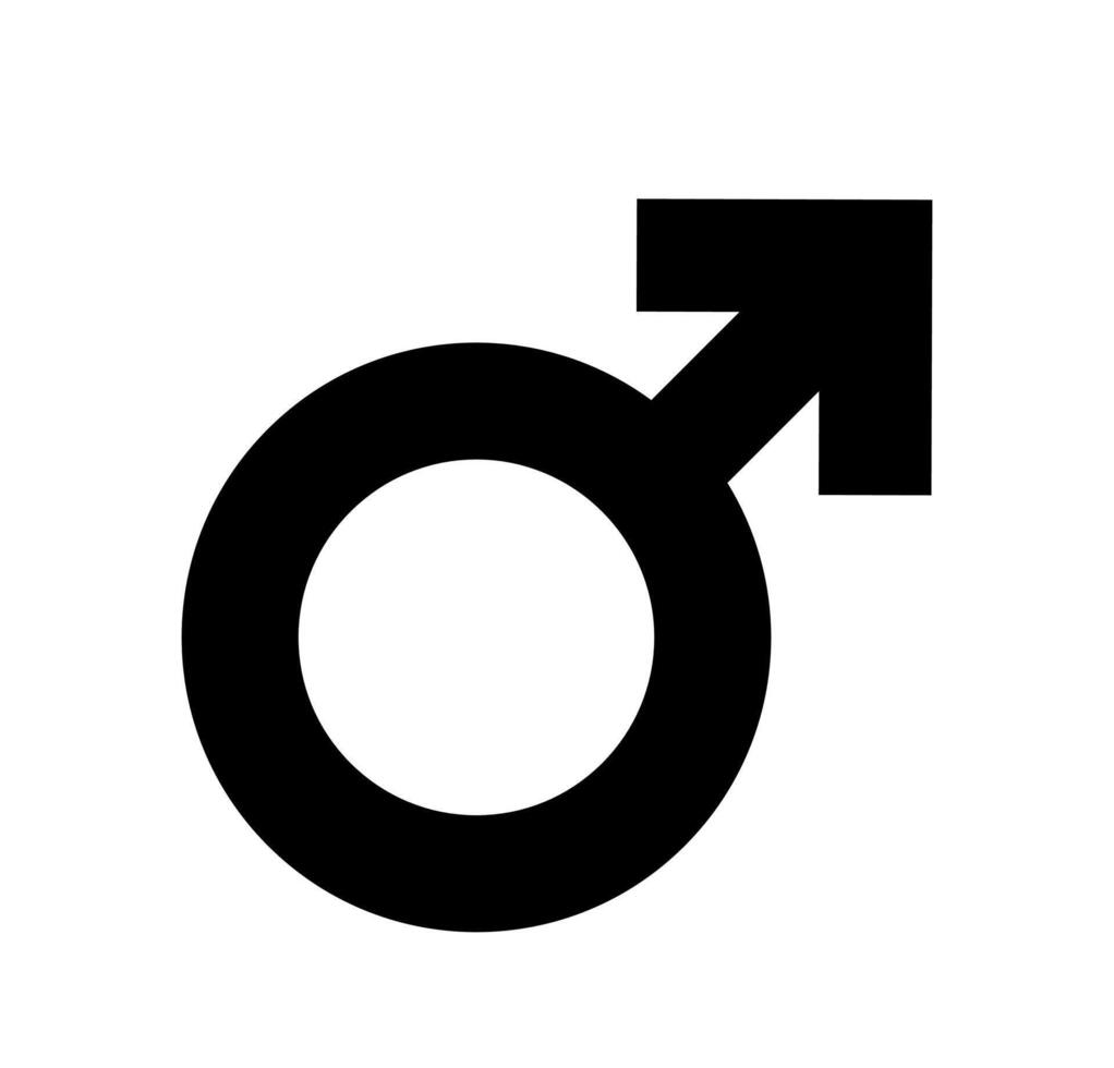 Male gender symbol icon. A black graphic representing masculinity and male identity. vector