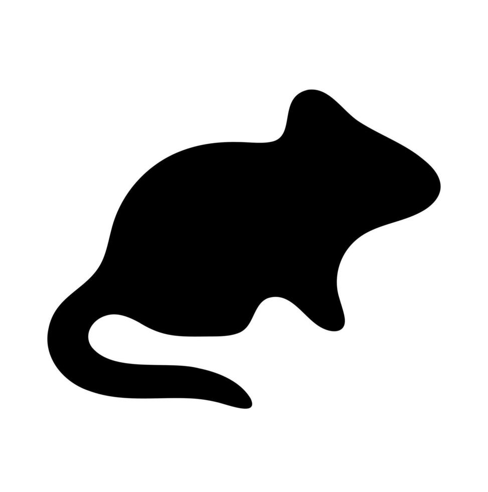 Rodent mouse animal icon. A black silhouette symbolizing small mammals and common household pests. vector