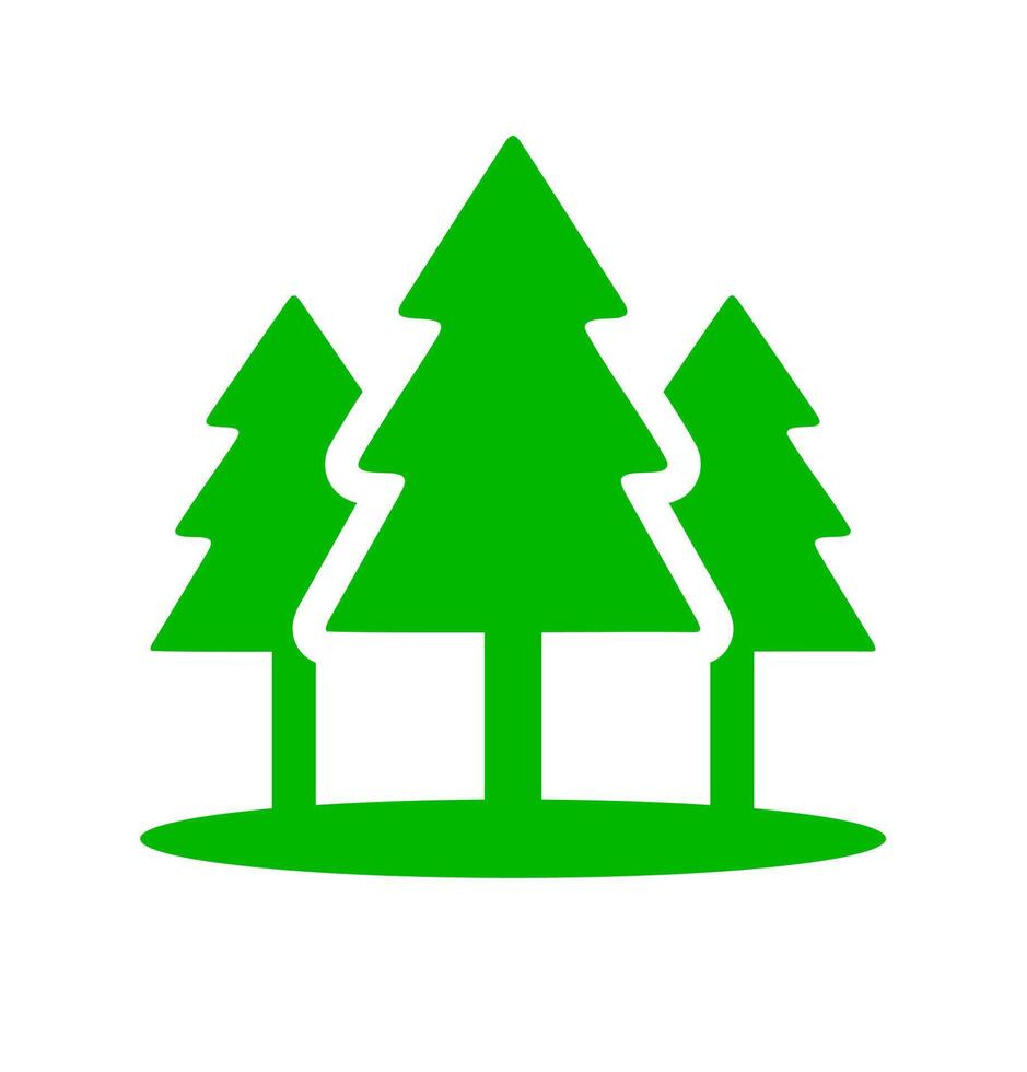 Forest landscape icon. A green graphic of a group of trees, symbolizing nature, environment, and woodland. vector