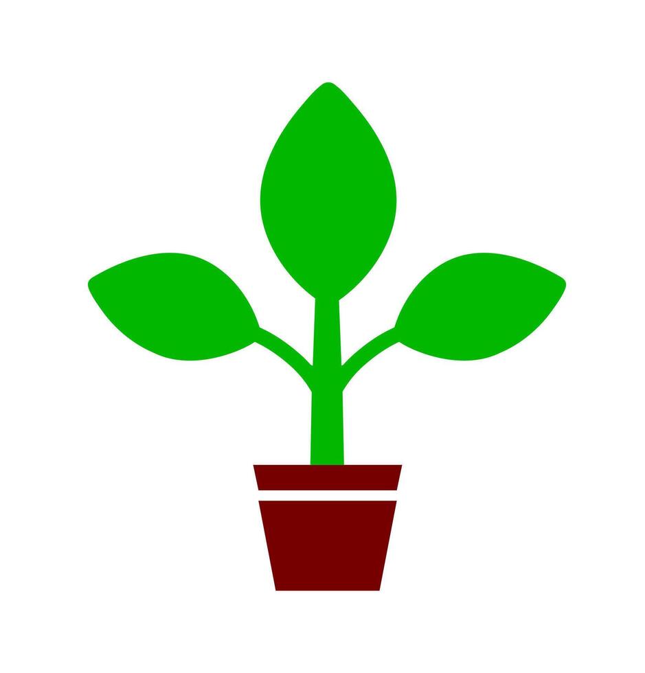 Potted plant houseplant icon. A green graphic symbolizing indoor nature, home decor, and simple gardening. vector