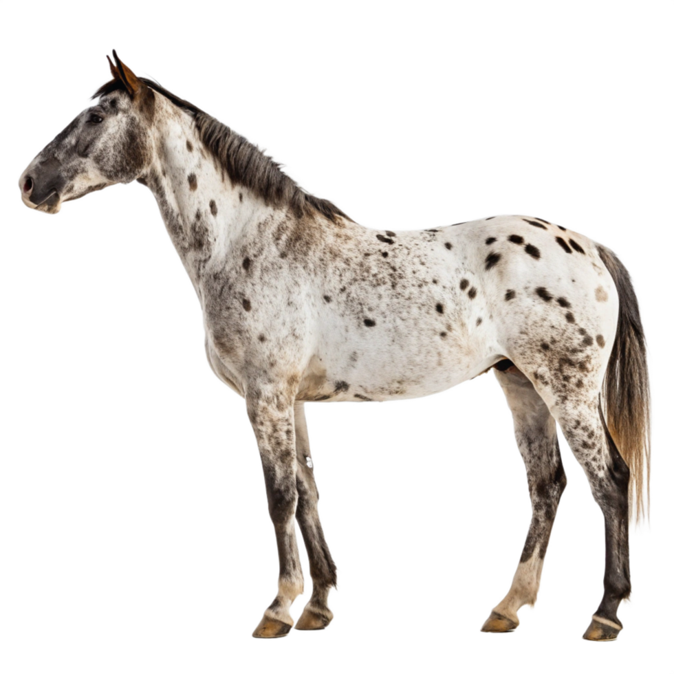 A horse with brown spots standing nicely png