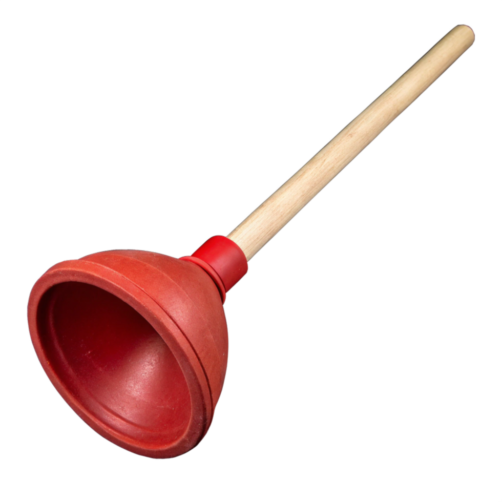 A detailed illustration of a drain plunger in action showcasing its bright colors png
