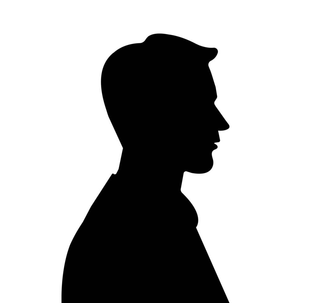 Male head profile icon. black silhouette symbolizing a man's face and identity. vector
