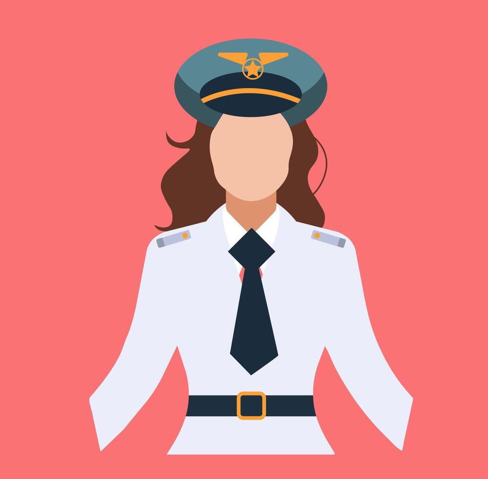 Woman in uniform icon. A stylized graphic symbolizing a professional, authority, and career. women pilot design. female pilot design. vector