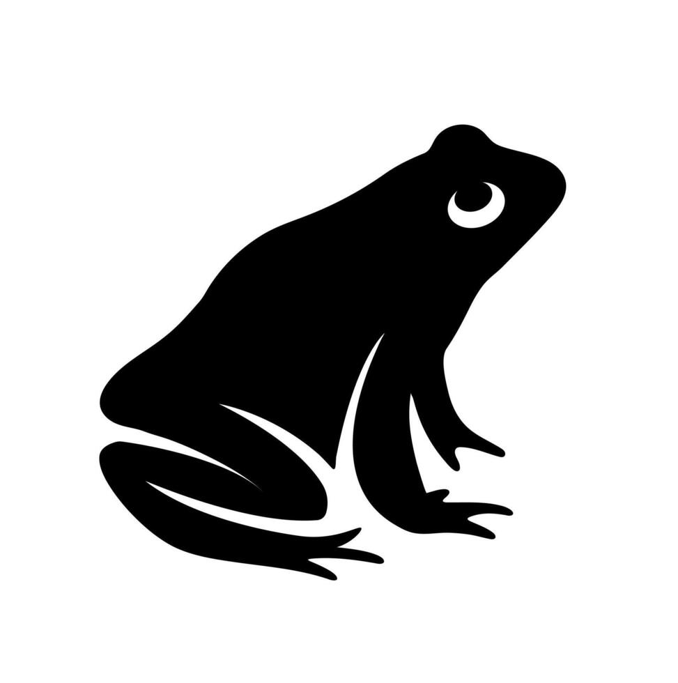 Frog amphibian animal icon. A black silhouette symbolizing pond life and jumping creatures. vector