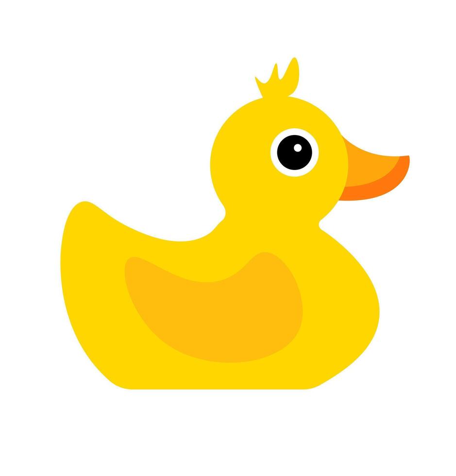 Yellow rubber duck toy icon. A vibrant graphic symbolizing childhood, bath time, and playful innocence. vector