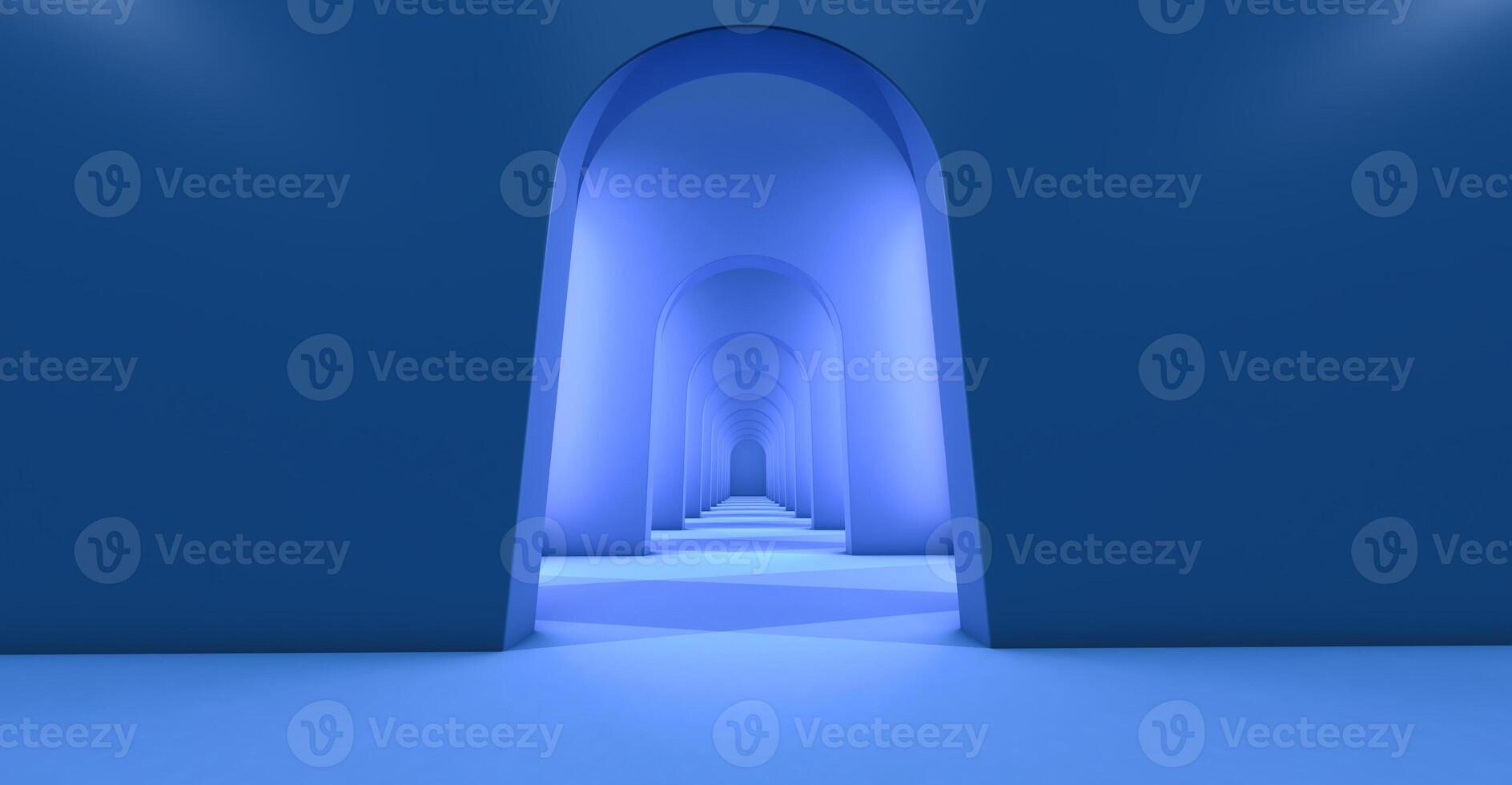 walkway arch, hallway, Long tunnel with arches for product presentation photo